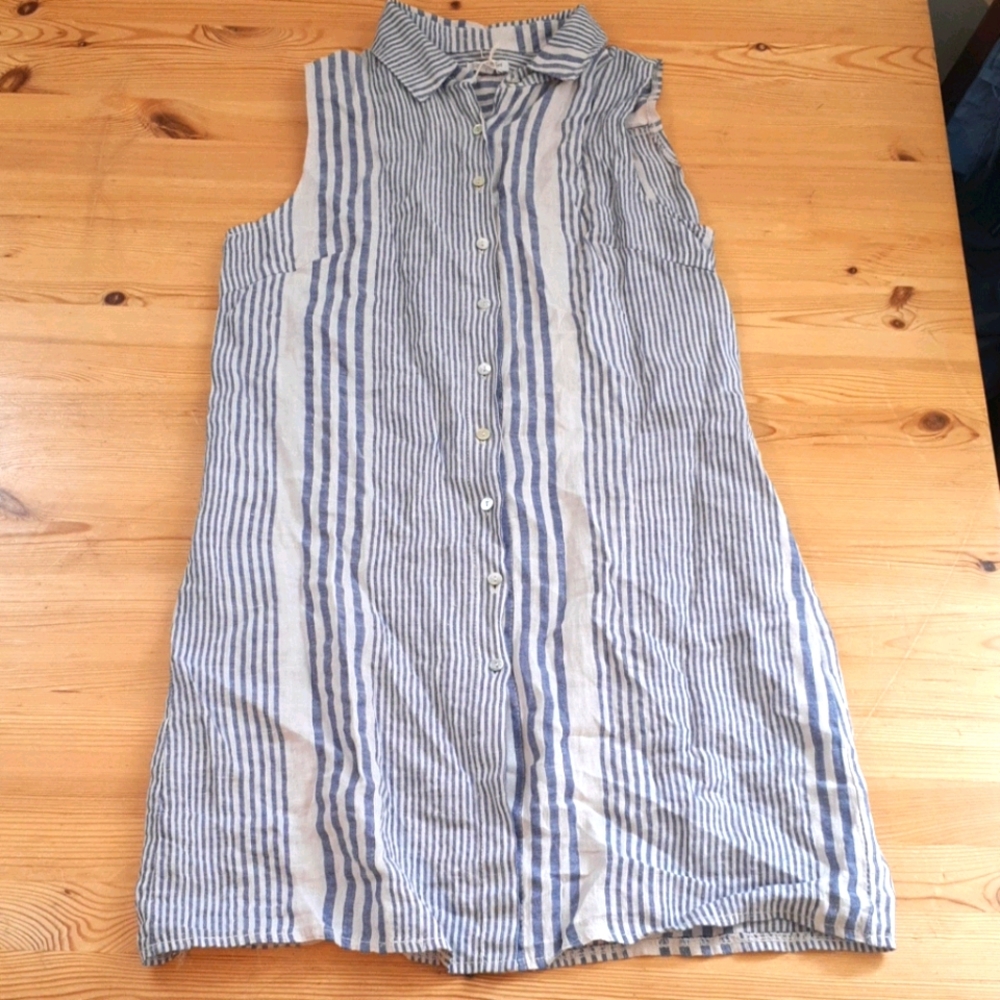 Lina Tomei linen-blend sleeveless dress Italy